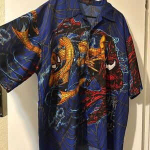 Vintage 2001 Spiderman vs Carnage Marvel Comics Button Down Shirt Men's XXXL